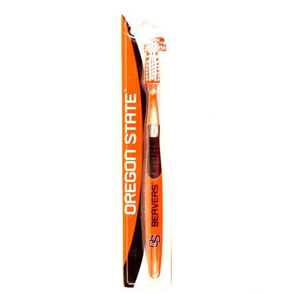 Oregon State Beavers Adult MVP Toothbrush Black Bath Team Logo NCAA Orange New - Picture 1 of 3